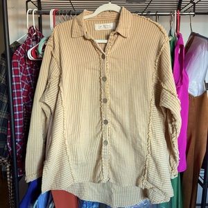 Free People oversized button down Striped blouse tunic shirt